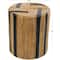 Brown Banana Leaf Handmade Linear Wrapped Accent Table with Navy Stripes